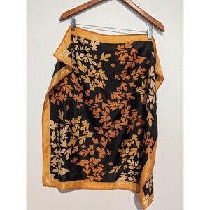 Vintage Vera Neuman Fall Leaves Orange Black Scarf Ladybug Logo 26 In